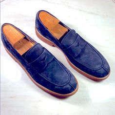 Tod's Rich Navy Suede Loafer -Penny Bar With Stamped Monogram -Rubber Outsole With Embossed Rubber Pebbles -Offers Extreme Comfort All Day Long Into Evening -Made In Italy -Rich Suede Upper -Rubber Outsersole -Monogramed Penny Bar -Tone On Tone Detailed Stitching -Branded Dust Bag Will Be Included - Shoes Are In Original Box With Tags On It -No Tags Were Ever Attached To The Shoes -Shoe Horns Not Included But Will Sell For $20 This Shoe Tan Large And Wider. Navy Suede Loafers For Formal Occasions, Blue Wingtip Moccasins With Brogue Detailing, Blue Slip-on Moccasins For Semi-formal Occasions, Classic Navy Loafers With Round Toe, Classic Blue Wingtip Tassel Loafers, Blue Slip-ons With Suede Lining For Formal Occasions, Blue Classic Wingtip Tassel Loafers, Classic Blue Moccasins With Brogue Detailing, Classic Blue Wingtip Loafers