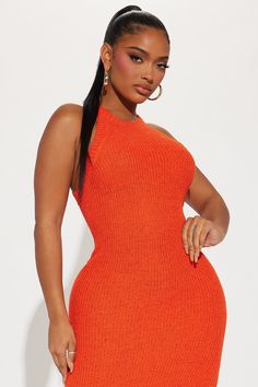 Available In Beige, Orange, And Blue. Sweater Maxi Dress Halter Sleeveless Side Slit Stretch Self: 60% Acrylic 40% Nylon Imported | Lexi Sweater Maxi Dress in Orange size XS by Fashion Nova Luxe Clothing, Sweater Maxi Dress, Artist Quotes, Service Women, Dress Halter, Orange Fashion, Blue Sweater, Jeans Jumpsuit, Matching Dresses