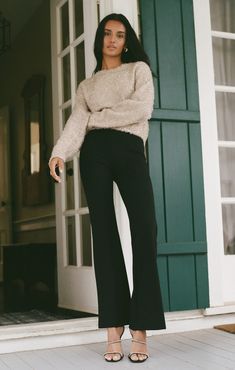 Black Black Flare Wide Leg Pants For Business Casual, Black Wide-leg Flares For Workwear, Chic Black Flares For Workwear, Chic Mid-rise Wide Leg Pants For Business Casual, Chic Black Flares For Fall, Mid-rise Wide Leg Pants For Workwear In Fall, Straight Leg Flares For Workwear In Fall, Mid-rise Flares For Workwear In Fall, Mid-rise Stretch Flares For Work