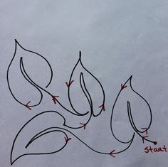 the drawing shows how to draw leaves with red marker on white paper, which is drawn by hand