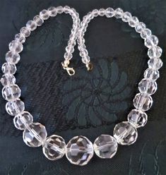 A lovely vintage Art Deco faceted crystal glass bead necklace 18 inches long Spring ring fastening Good condition for its age with some discolouration to fastening area Vintage Formal Jewelry With Faceted Beads, Formal Round Faceted Crystal Necklaces, Faceted Crystal Necklaces For Formal Occasions, Vintage Jewelry With Round Faceted Beads, Costume Jewelry Crystal Necklaces With Faceted Beads, Vintage Jewelry As Gift, Vintage Round Jewelry With Faceted Beads, Vintage Faceted Jewelry As Gift, Vintage Faceted Necklaces For Wedding