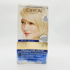 Loreal Excellence Permanent Hair Color 01 Extra Light Natural Ash Blond *Damaged Box Feria Hair Color, Natural Ash Blonde, Grey Blonde, Hair Color Cream, Light Ash Blonde, Hair Color Shades, Deep Conditioner, Permanent Hair Color, Hair Cream