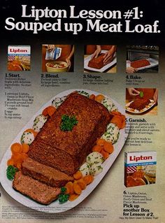 an advertisement for lipton's meat loafs with instructions on how to make them