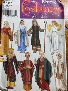 Simplicity pattern 4797 sizes Small, Medium and Large new,uncut, factory folded pattern boys and girls nativity costume Jesus Costume, Simplicity Patterns Costumes, Biblical Costumes, Nativity Costumes, Pageant Costumes, Christmas Pageant, Costume Sewing Patterns, Costumes For Teens, Costume Patterns