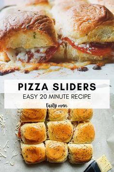 mini pizza sliders stuffed with pepperoni, cheese and sauce on parchment paper Pepperoni Sliders, Parmesan Butter Sauce, Finger Food For Kids, Pepperoni Pizza Sliders, Recipes With Hawaiian Rolls, Gameday Appetizers, Sweet Hawaiian Rolls, Sliders Recipes Hawaiian Rolls, Pizza Sliders