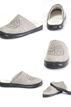 Mongolian Felt Slippers, cute gray with leather sole, silvery, silver, comfortable home shoes, grey wool, knitting pattern, stitched design Casual Gray Flat Slippers, Gray Slippers With Cushioned Footbed And Round Toe, Gray Closed Toe Slippers For Winter, Gray Cushioned Round Toe Slippers, Gray Closed Toe Casual Slippers, Cozy Gray Slippers With Round Toe, Gray Slippers With Cushioned Footbed, Gray Non-slip Closed Toe Slippers, Gray Casual Indoor Slippers