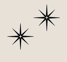 two black and white stars on a light gray background, each with one star in the center