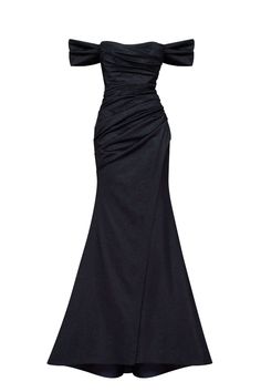 Buy【 Black Epic off-the-shoulder thigh slit maxi dress 】at ❤️ Milla Dresses ❤️ Wide size range from XXS to XXL ✈️ FREE shipping across the USA ✔️ Return in 14 days. Milla Dresses, Wrapped Skirt, Maxi Dress Collection, Designer Maxi Dress, Dress Weights, Draped Top, American Fashion Designers, Dresses Xxl, Mermaid Skirt