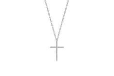 Our diamond cross necklace features 0.04 carats of diamond set in 14k gold. Cross height measures: 10mm Cross width measures: 7mm Total chain length: 18"(16" + (2)1" extenders) Cross-shaped Diamond Necklace With Single Cut Diamonds, Diamond White Cross Necklace With Single Cut Diamonds, Luxury White Gold Cross Necklace With Diamond Accents, Sterling Silver Cross Diamond Necklace With Diamond Cut, Classic Diamond Cross Necklace For Formal Occasions, Sterling Silver Cross Diamond Necklace, Formal Diamond White Cross Diamond Necklace, Classic Diamond White Cross Necklace, Diamond Cross Pendant Necklace With Single Cut Diamonds