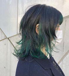 Green Hair Color Ideas, Underdye Hair, Black And Green Hair, Green Hair Color, Dark Green Hair, Green Hair Dye, Hair Color Underneath