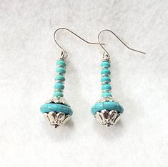 Turquoise Earrings | Earth's Natural Art and Jewelry Pebble Jewelry, Romantic Earrings, Handmade Jewlery, Beaded Earrings Diy, Bead Ideas, Earrings Diy, Natural Art, Color Turquoise, The Ear