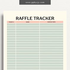 Raffle Ticket Tracker Printable Template – Digital download for organizing and managing raffle ticket sales and entries Raffle Tickets Printable Free, Free Printable Raffle Tickets, Free Raffle Ticket Template Editable, 50/50 Raffle Tickets, School Fair, Raffle Prizes, Ticket Sales, Door Prizes, Auction Fundraiser