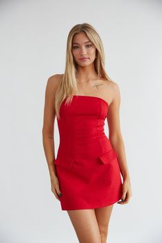 Penelope Strapless Front Pocket Mini Dress • Shop American Threads Women's Trendy Online Boutique – americanthreads Cheap Chic Mini Dress With Pockets, Chic Cheap Mini Dress With Pockets, The Perfect Date, Perfect Date Night, American Threads, Red Homecoming Dresses, Ruffle Mini Skirt, Strapless Neckline, Cute Heels