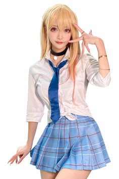 PRICES MAY VARY. Marin Kitagawa cosplay costume, Japanese school girl uniform Material: polyester. Comfortable to wear, good quality. Package include: shirt + skirt + tie + socks. 100% brand new. Occasion: cosplay, comic-con, Halloween, party, outdoor, daily wear, gift for fans and friends. Please check the size chart carefully, it's probably different with your regular size. Size Small : Height: 63 inch/160 cm; Bust: 34-35 inch/ 86-89 cm; Waist: 26-27 inch/ 66-69 cm; Hip: 36-37 inch/ 91-94 cm; My Dress Up Darling Cosplay, My Dress Up Darling, Dress Up Darling, Marin Kitagawa, Uniform Dress, Anime Cosplay Costumes, Cosplay Characters, School Dresses, Girls Uniforms