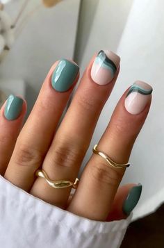 Teal Nails, Cute Nails For Fall, Short Acrylic Nails Designs, Pretty Acrylic Nails, Short Acrylic Nails, Nail Arts, Best Acrylic Nails