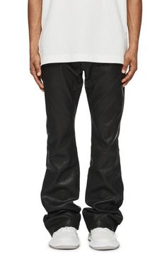 These flared pants crafted from smooth bonded leather instantly elevate your night-out options. 33" inseam, 18" leg opening; 10" front rise; 15" back rise (size 29) Button fly Front scoop pockets; back patch pockets Leather/synthetic Professional leather clean Imported Asian Owned/Founded Wide Leg Leather Pants For Fall Streetwear, Leather Bottoms For Streetwear With Straight Leg, Leather Bottoms Straight Leg For Streetwear, Straight Leg Leather Bottoms For Streetwear, Leather Flare Pants For Fall, Flared Leather Pants For Fall, Leather Straight Leg Bottoms For Streetwear, Leather Bottoms For Streetwear In Fall, Fall Leather Flare Pants