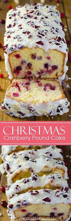 christmas cranberry pound cake with white icing