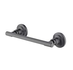 the wall mounted toilet paper holder with two handles in matte black finish, shown from the front