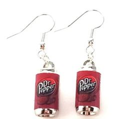 Small Dr pepper earrings. Soda earrings. Dr pepper. Earrings. Dr Pepper Keychain Dr Pepper Bottle, Project 863, Dr Pepper Soda, Pepper Earrings, Billy Unger, Country Jewelry, Cool Piercings, Birthday List