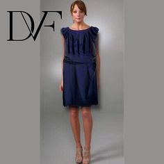 $328 Diane Von Furstenberg DVF Navy Jamila Ruched Dress Women's Size 14  | eBay Dress Outfits