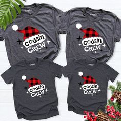 Cousin Crew Christmas Shirt, Matching Cousin Christmas Tshirt, Cousin Shirts, Christmas Party tee, Cousin Crew Shirt, Christmas Cousin shirt Hello! Thank you for supporting small businesses. My main priority here is the satisfaction of my customers. My t-shirts are Bella+Canvas brand. If Bella+Canvas is out of stock, I will send it from a brand of the same size and quality. If you want to buy this design in different product. I have a stock of SWEATSHIRT, HOODIE and LONG SLEVEE TEE. You can clic Festive Short Sleeve T-shirt For Winter, Festive Winter T-shirt With Short Sleeves, Family Matching Christmas T-shirt With Letter Print, Family Matching Holiday Tops With Letter Print, Family Matching Letter Print Holiday Tops, Family Matching Holiday Shirt With Crew Neck, Christmas Festive Tops With Letter Print, Casual Festive Tops For New Year, Festive Christmas Letter Print Tops