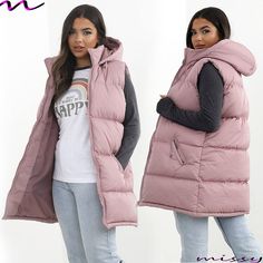 NEW LONG HOODED GILET BODYWARMER LADIES  COAT PUFFER JACKET PARKA 8-16 WINTER WO Hooded Gilet, Coat Puffer, Ladies Coat, Jacket Parka, Women's Coats & Jackets, Girls Clothing, Jacket Style, Long Length, Puffer Jacket