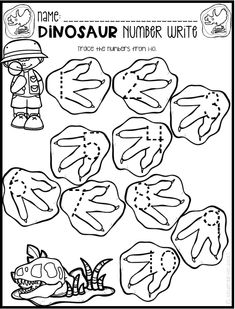 a printable worksheet for the dinosaur number unit