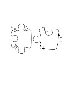 two pieces of a puzzle are shown in black and white