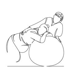 a woman is sitting on top of a ball