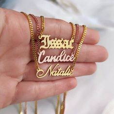 "14k Solid Gold Name Necklace, Gothic Name Necklace, Name Necklace with Curb Chain, Personalized Name Necklace, Birthday Necklace For Women P E R S O N A L I Z E D ∙ J E W E L R Y ❤ Handmade with love ❤ 🧿 Welcome to GDjeweltr. All our jewelery is made by handmade in our workshop as custom. The most unique gift you can find for you and your loved ones ♥ Please take a look my store to see our handmade necklaces, rings, earrings and bracelets collection. ⭐ Item Details: * Material: 14K Solid Gold * Finish: 14K Yellow Gold, 14K White Gold, 14K Rose Gold. * Material: High Quality Solid 925 Sterling Silver * Finish: Silver, Gold, Rose Gold. * First Initial height: 10 mm * Curb (60) Chain: 2.0mm * 14K solid gold weight : 6,17 gr (for 18\" ±10%) ✅ Making Process : All of our jewelry are handmade, Name Necklace With Pendant On Curb Chain As Gift, Pendant Name Necklace With Curb Chain For Gift, Curb Chain Jewelry With Round Pendant For Gift, Curb Chain Round Pendant Jewelry Gift, Round Pendant Curb Chain Jewelry Gift, Rose Gold Curb Chain Necklace As Gift, Customized Gold Jewelry For Birthday, Yellow Gold Name Necklace With Curb Chain As Gift, Gold Curb Chain Jewelry For Personalized Gifts