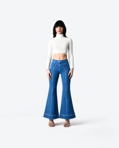 Jamie Flare Jean Chill Style, Cropped Turtleneck, Love Bites, Turtleneck Top, Summer Pants, Bell Bottom Pants, Turtle Neck Top, Bell Bottom, Knit Pants