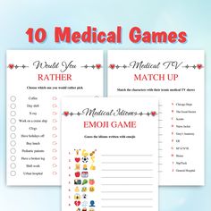 medical games for kids to play on the phone and in front of blue background with text that reads 10 medical games