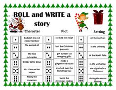 Have students roll a dice to create a December/ Christmas themed story to practice writing in a fun and creative way. Roll And Write, Roll And Read, Roll A Dice, Roll A Story, Rolling Dice, December Christmas, Decal Codes, Roll The Dice, English Story