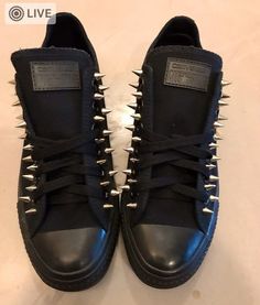 Customized Converse, Emo Shoes, Chuck Taylor Shoes, Goth Shoes, Spike Shoes, Converse Chuck, Custom Shoes