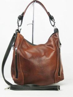 Brown LEATHER HOBO BAG - Everyday Leather Shoulder Bag Top Zip Bag Leather Handbag Leather Shoulder Leather Shopper Bag, Soft Leather Handbags, Bags Leather Handbags, Handbag Leather, Purse Styles, Zipped Bag, Leather Hobo Bag, Womens Purses, Stylish Bag