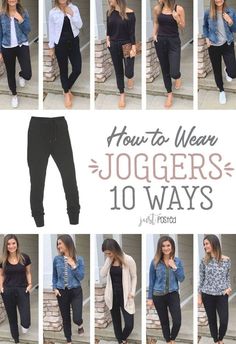 How To Wear Joggers, How To Wear Leggings, Joggers Outfit, Black Joggers, Hiking Outfit, Mode Inspiration