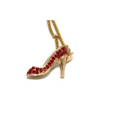 "High Heel with NecklaceHigh Heel Pendant - Has Shinny Red Stones Includes a 22\" Necklace that is Gold Filled over Stainless Steel 24K Gold Filled Pendant Measures 1 1/2\" Necklace Measures 22\" Tacones Zapato con Cadena Medalla de Zapato Tacon - Tiene Piedras Rojas Incluye cadena de 22\" de Oro Laminado/Chapeado Es de 24K Oro Laminado/Chapeado Medalla Mide 1 1/2\" Cadena Mide 22\"" Swarovski Pearl Necklace, Triple Layer Necklace, Vintage Gold Necklace, 2 Necklace, Layered Choker Necklace, Arrowhead Necklace, Red Stones, Key Pendant Necklace, Chanel Necklace