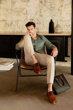 Khaki Wedding Guest Outfit Men, Mens Event Outfit, Semi Formal Outfit Ideas For Men, Male Outfits Semi Formal, Men Semiformal Outfit, Mens Khaki Pants Outfit Casual Classy, Chinos Men Outfit Formal, Semi Casual Shoes For Men, Beige Pant Outfits Man