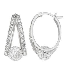 These gorgeous crystal accent double hoop earrings are the perfect way to finish any outfit. These gorgeous crystal accent double hoop earrings are the perfect way to finish any outfit. Length: 26 mm Backings: click-it Metal: brass Finish: polished Packaging: boxed Additional details: crystal accents Please note, due to the high value of this item, a signature may be required upon delivery. Size: One Size. Color: White. Gender: female. Age Group: adult. Material: Silver Plate. Crystal Hoop Earrings With Sparkling Stones, Crystal Hoop Earrings With Rhinestones, Glamorous Silver Hoop Crystal Earrings, Metal Hoop Crystal Earrings With Rhinestones, Elegant Nickel-free Hoop Crystal Earrings, Double Hoop Earrings, Jewelry Crystal, Bling Rings, Jewelry Earrings Hoops