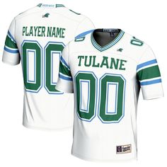 Show off your Tulane Green Wave pride with this GameDay Greats NIL Pick-A-Player Football Jersey. Made with a comfortable performance fabric and durable sublimated graphics, this jersey is easy to wear and shows everyone where your loyalties lie. Whether you're at the stadium, the office or home on your couch, this GameDay Greats NIL Pick-A-Player Football Jersey is perfect for cheering the Tulane Green Wave to victory. White College Jersey With Team Logo, College White Jersey With Team Logo, College Team Name White Jersey, White Training Jersey With Team Name, White Collegiate Jersey With Sublimation Print, White Sublimation Jersey With Team Logo, Green Jersey With Team Name For Fans, White Jersey With Team Name For Sports, Collegiate White Jersey With Team Name