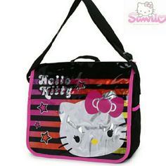 This Nwt Hello Kitty Messenger Bag Is The Perfect Carry-All For Hello Kitty Lovers Of All Ages. With A Black And Pink Exterior And Gorgeous Design, This Sassy Bag Will Have You Turning Heads Every Time. Its Adjustable Shoulder Straps Make It Comfortable And Easy To Carry, While Its Internal Pockets Keep Your Belongings Safe And Organized. The Shoulder Strap Has A Long Drop Length So You Can Wear It Across Your Body With Ease And Style. Its High-Quality Fabric Is Durable And Long Lasting, So You Messenger Backpack, Kitty Accessories, School Bookbags, Hello Kitty Accessories, Y2k Accessories, Back To School Essentials, Bag School, School Books, School Essentials