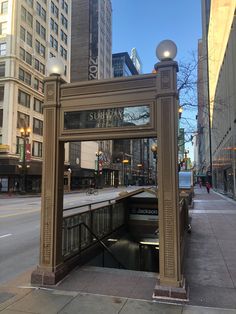 the entrance to subway station in new york city