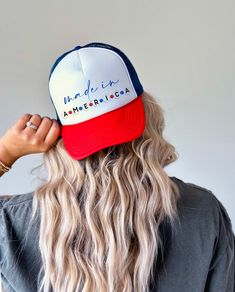 SHIPS IN 2 BUSINESS DAYS!! Liven up your 4th of July Outfit with our adorable Made in America Friendship Beads trucker hats! Perfect gift for any hat lover! We are obsessed with the quality of these trucker hats! Give me one in every color, please and thank you!! Details: * 100% Polyester Front with solid mesh backing * Adjustable Plastic Snap Closure * Permanently and Professionally Printed using DTF Technology! Will not Scratch, Fade, or Peel! * Perfect Gift! CARE INSTRUCTIONS: * To protect the quality and make your product last longer, we STRONGLY encourage you to do the following: * We strongly encourage you to NOT use scented fabric detergents or fabric softeners on your products. *Use warm water and dish soap and clean spots off your hat. It's not necessary to soak the whole item. Fo 4th Of July Trucker Hats, 4th Of July Outfit, Custom Trucker Hats, 4th Of July Outfits, Baseball Season, Cute Hats, Made In America, Trucker Hats, Trucker Cap