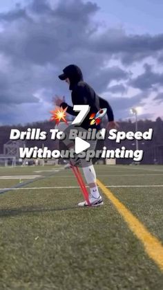 a baseball player holding a bat on top of a field with the words 7 drills to build speed without sprinting