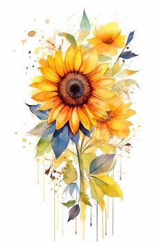 Sabantha, Serie, Print on Demand, PoD, All over Print, AoP, Aquarell, Helindra, Sonnenblumen, Sommer, Blumen, Blumenaquarell, Sunflowers Watercolor, Watercolor Flower Art, Watercolor Sunflower, Watercolor Flowers, Mom And Dad, Digital Artwork, Watercolor Painting, Art Home Decor