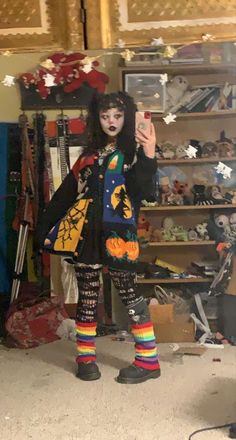 this is me !!this is me plwase know when you see pictures that look like tbis not on this account it might be me too! #clowncore #clowning #juggalette #clowngirl #clowncorefashion #carnivalcore #kidcore Clowncore Outfit Drawing, Emo Clown Aesthetic, Rainbow Punk Aesthetic, Clown Core Aesthetic Outfits, Clowncore Hairstyles, Alt Clown Outfit, Clowncore Boy, Clowncore Pants, Clownpunk Fashion