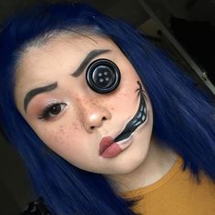 Halloween Coraline, Coraline Makeup, Makeup For Halloween, Halloween Make-up Looks, Cool Halloween Makeup, Halloween Eye Makeup, Amazing Halloween Makeup