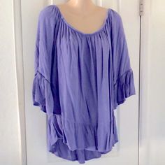 Mossismo Women’s Xxl Periwinkle Very Pretty Flowy Solid Color Casual Blouse, Casual Solid Flowy Blouse, Casual Solid Color Flowy Blouse, Flowy Casual Blouse, Casual Flowy Rayon Tunic, Casual Flowy Tunic Blouse, Flowy Tunic Blouse Casual Style, Flowy Bell Sleeve Tops For Vacation, Casual Bell Sleeve Tops For Day Out