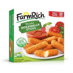 farm rich breaded mozzarella sticks with tomato and basil sauce, 50g