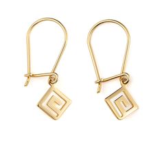 "Greek Key Dangle Earrings in 14k Solid Gold, Greek Key Earrings, Greek Earrings, Greek jewelry Gold circle earrings inspired by the Ancient Greek design \"Meander\". Meander was the most important symbol in Ancient Greece, symbolizing infinity or the eternal flow of things. Kt: K14 Width: 0.8 cm - 0.31″ Height: 2.2 cm - 0.86\" Weight: 0.8 gr Timeless earrings, a great addition to your jewelry collection and daily outfit. ✦ Ready to ship within 1-2 days. ✦ Handmade in Greece All our handcrafted Ancient Greek Design, Greek Earrings, Gold Circle Earrings, Timeless Earrings, Key Earrings, Greek Design, Greek Jewelry, Gold Circle, Greek Key